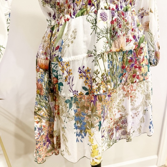 Charo Ruiz Botanic Print Cotton Mini Dress In White L - Picture 6 of 16